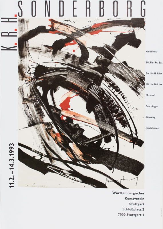 Kurt Rudolf H. Sonderborg, 1923-2008, Ausstellungsplakat 1993, Württembergischer Kunstverein Stuttgart, handsign., Blattgr. ca.83,5x58,5 cm