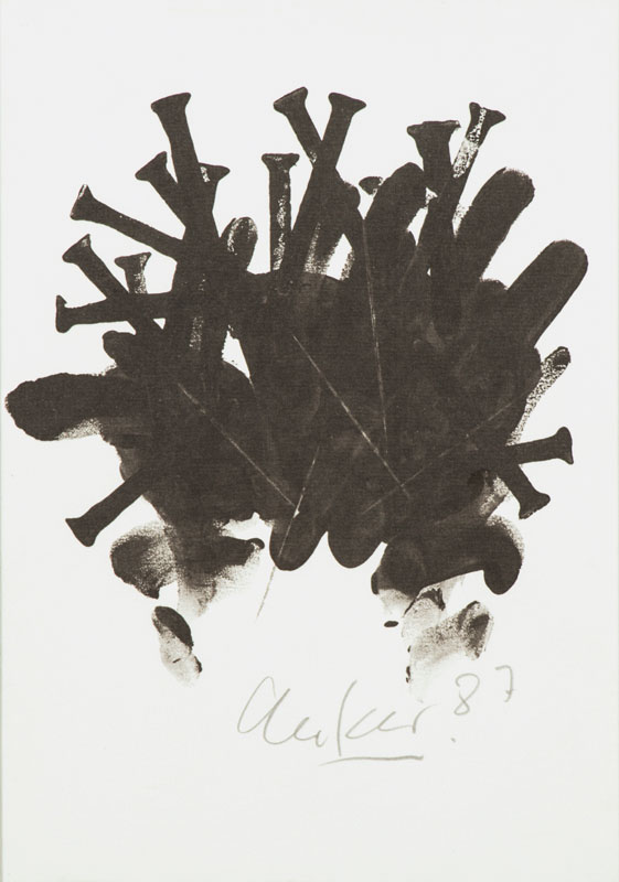Günther Uecker, geb. 1930, Offset, handsign., dat. 1987, Blattgr. 30x21 cm, unter Glas gerahmt
