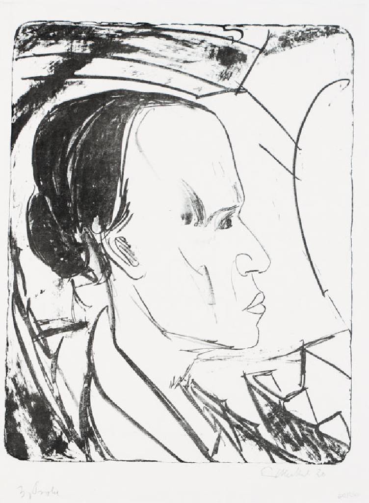 Erich Heckel, 1883-1970, Bildnis E. Grohe, Lithographie auf Vellum, handsign., dat. 1920,ca. 49x39 cm