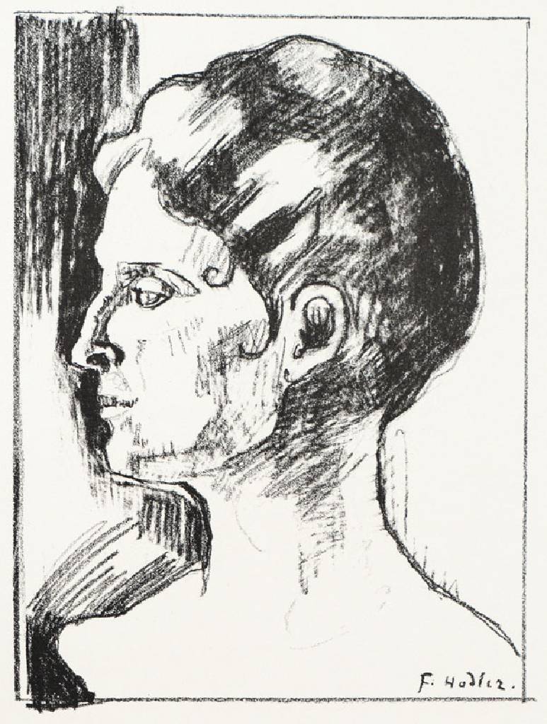Ferdinand Hodler, 1853-1918, Mappe mit 4 Lithographien auf Bütten BFK Rives, gedruckt und hrsg. von Erich Matthieu, Zürich, Lithografien je ...