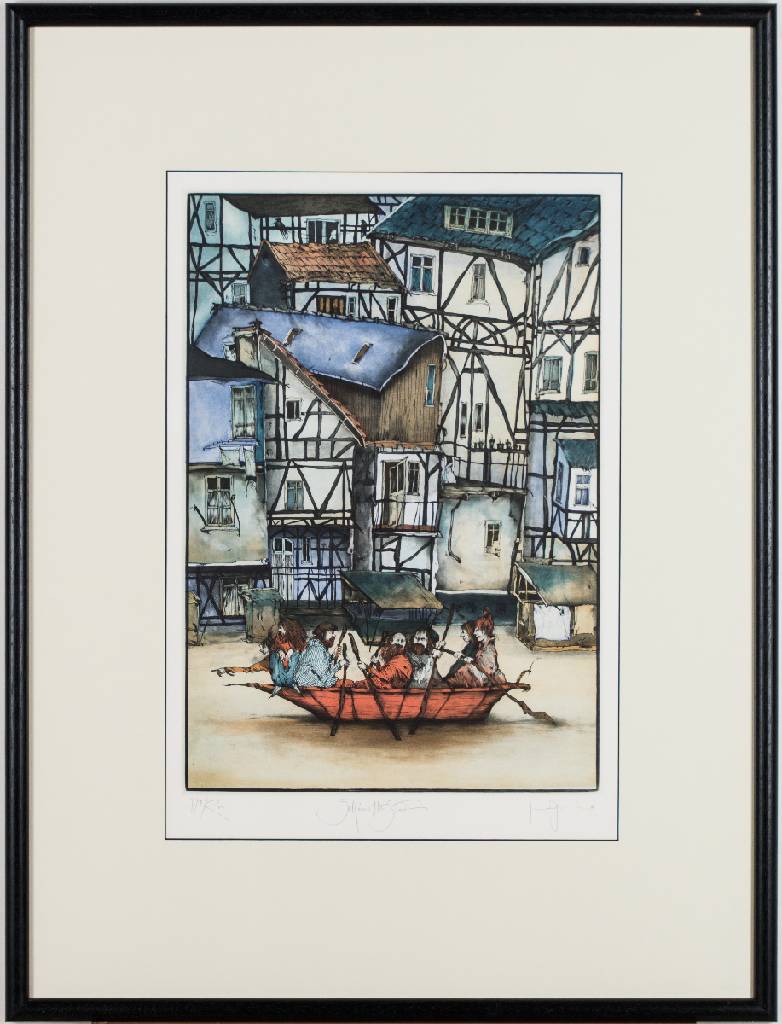 Gertrude Degenhardt, geb. 1940 New York, Farbradierung, handsign., num. 178/200, betitelt, Blattgr. ca. 48,5x33,5 cm, unter Glas gerahmt, gesamt ca. ...