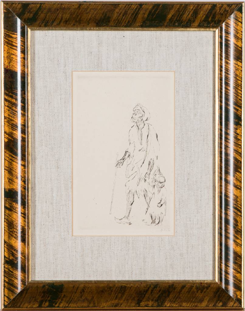 Emil Orlik, 1870-1932, Der blinde Bettler mit Kind, 1912, Lithografie, handsign., ca. 35x26 cm, unter Glas gerahmt, gesamt 41x32 cm
