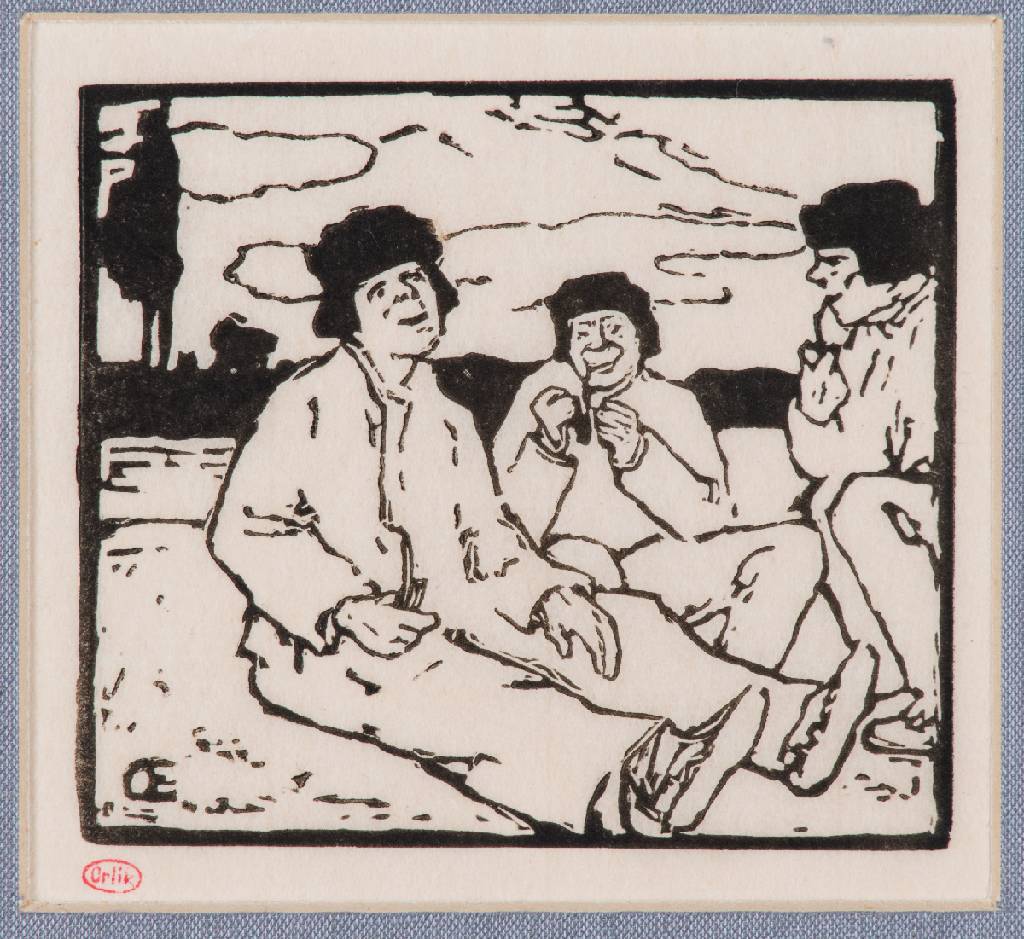 Emil Orlik, 1870-1932, Konvolut aus 3 Holzschnitten, in der Platte sign., mit Signaturstempel, je im PP, Ausschnitt 10x10 cm/7x7 cm, PP 18x18 cm
