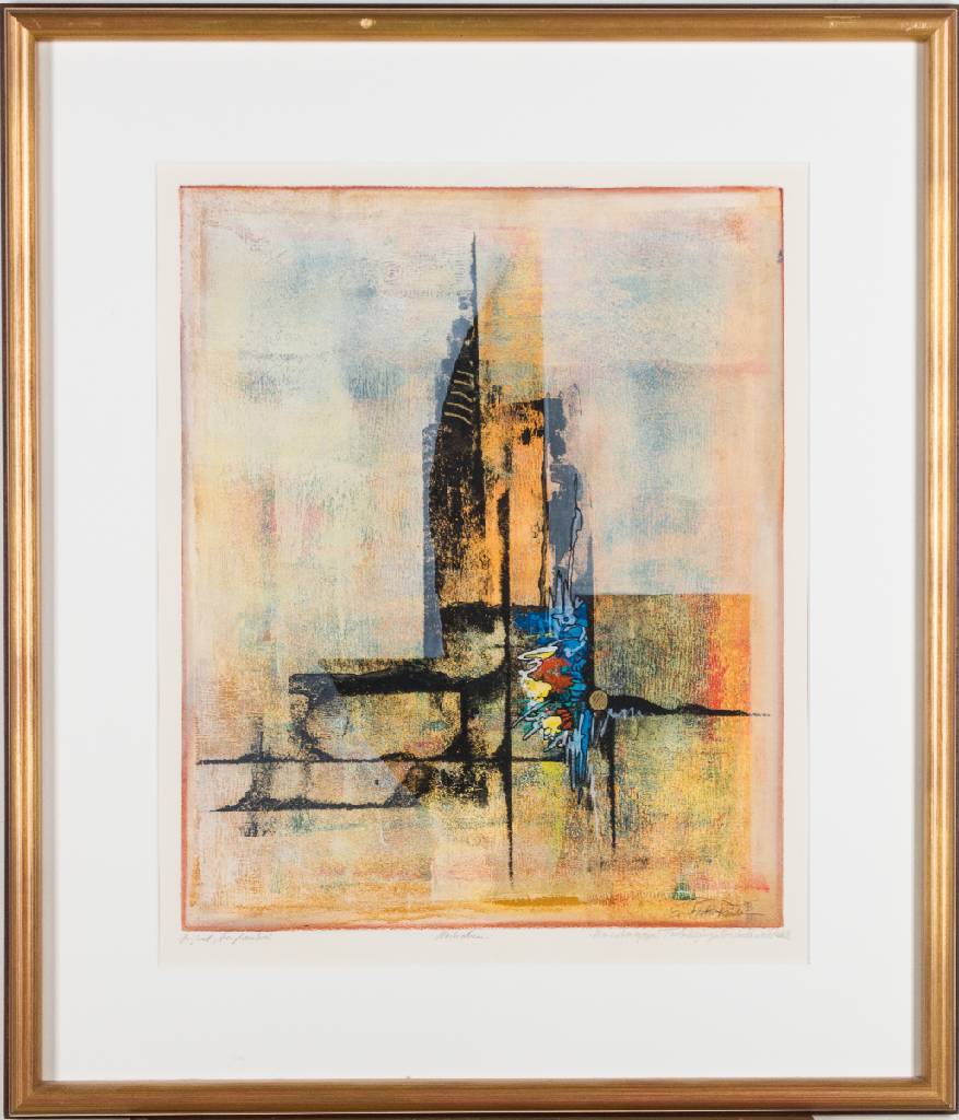 Ernst Peter Rade, geb. 1938, Nach oben, Acryl/Papier, sign., betitelt, dat. 88, ca. 53x43 cm, unter Glas gerahmt, gesamt 80x69 cm