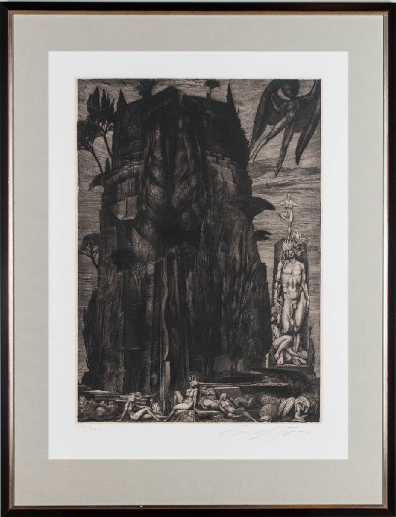 Ernst Fuchs, 1930-2015, Radierung, handsign., num. 120/300, Platte ca. 68x49 cm, unter Glas gerahmt, gesamt 104x79 cm