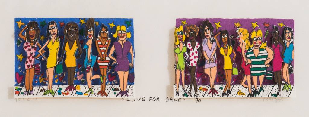 James Rizzi, 1950-2011, Love For Sale, 3D- Konstruktion, 1990, handsign., num. 138/350, Motiv 5,5x18 cm, Blattgr. 12x24 cm