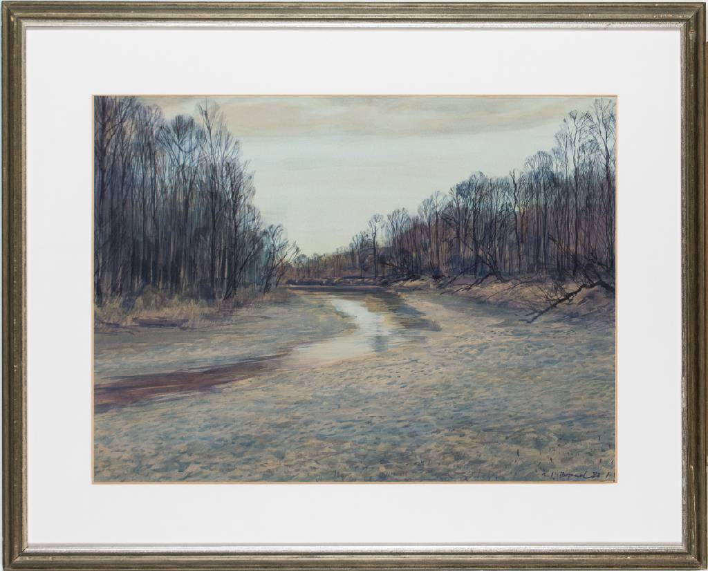 Werner Brand, geb. 1933 Löbau, Herbst bei Römerberg, Aquarell/Papier, sign., dat., PP- Ausschnitt 44,5x60 cm, unter Glas gerahmt, gesamt 67x82 cm
