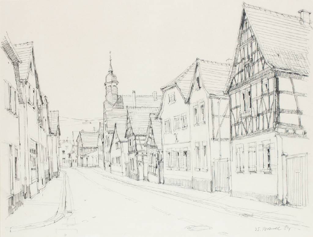 Werner Brand, geb. 1933 Löbau, Zeichnung, Konvolut aus 3 Zeichnungen: St. Josefs Kirche, 1984, ca. 46x55 cm, Evangelische Kirche, 1984, ca. 49x39,5 ...