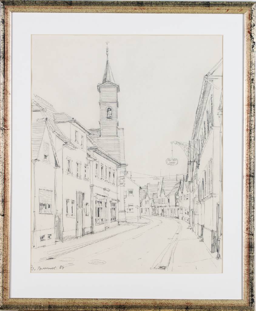 Detail a: Werner Brand, geb. 1933 Löbau, Zeichnung, Konvolut aus 3 Zeichnungen: St. Josefs Kirche, 1984, ca. 46x55 cm, Evangelische Kirche, 1984, ca. 49x39,5 ...