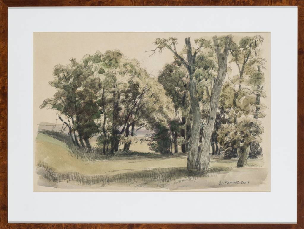 Werner Brand, geb. 1933 Löbau, Dorgone Frankreich, Aquarell/Papier, sign., dat. 2007, PP-Ausschnitt ca. 28x41 cm, unter Glas gerahmt, gesamt 41x53 cm
