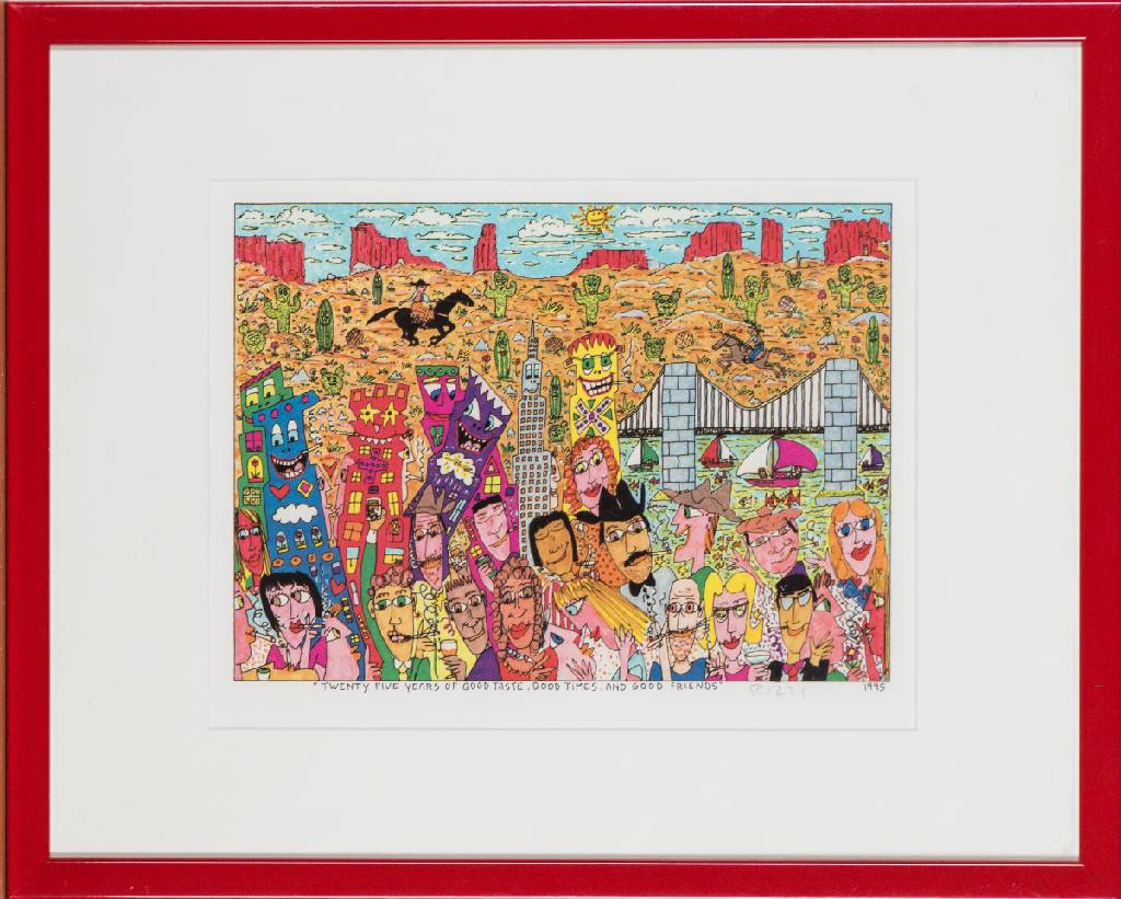 James Rizzi, 1950-2011, Twenty five years of good taste, good times, and good friends, Lithographie, handsign., dat. 1995, Motiv 22,5x30,5 cm, unter ...