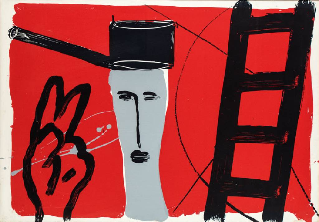 Bruce McLean, geb. 1944, Head and ladders, Serigraphie, num. 3/50, Blattgr. 70x100 cm, unter Glas gerahmt