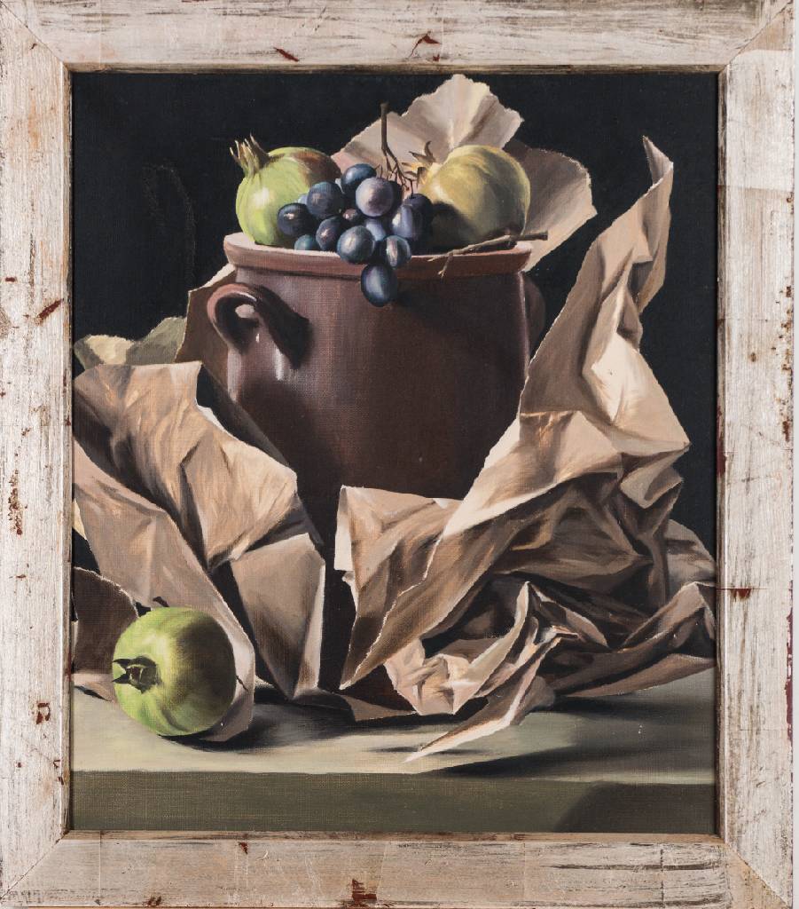 Monika Schmitt-Eberhard, zeitgenössische Künstlerin, Stillleben, Öl/Lwd, verso monogram., dat. (19)81, ca. 53x45,5 cm, Rahmen