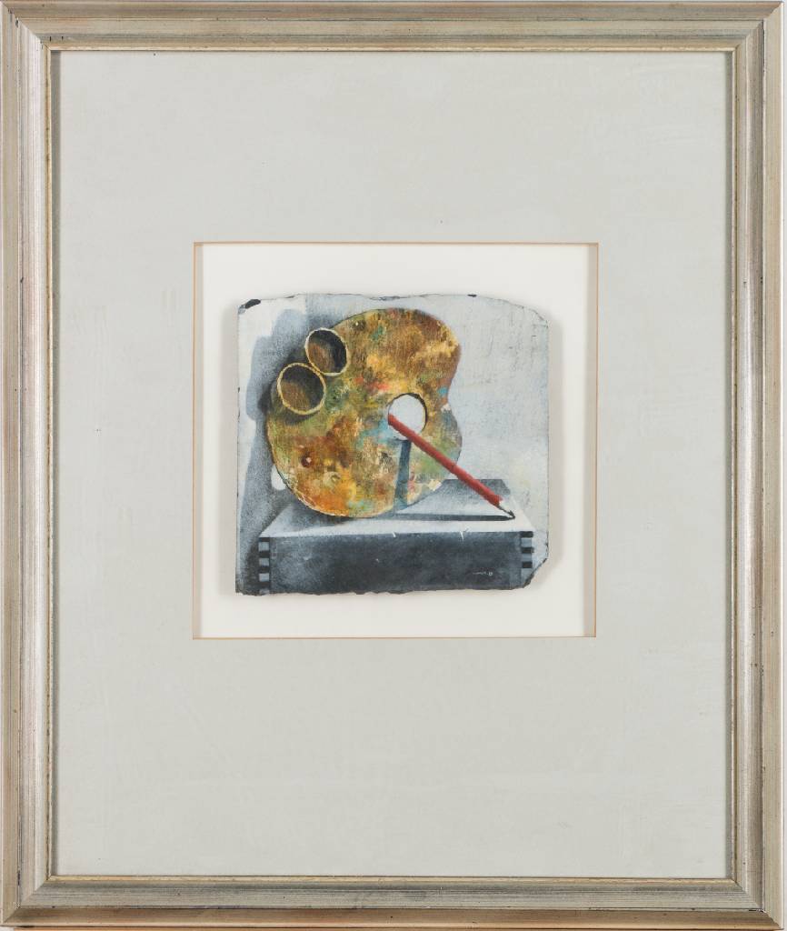 Wolfgang Inanger, 1936-2007, Acryl auf Schiefer, sign., ca. 19x20 cm, unter Glas gerahmt, gesamt 59x50 cm