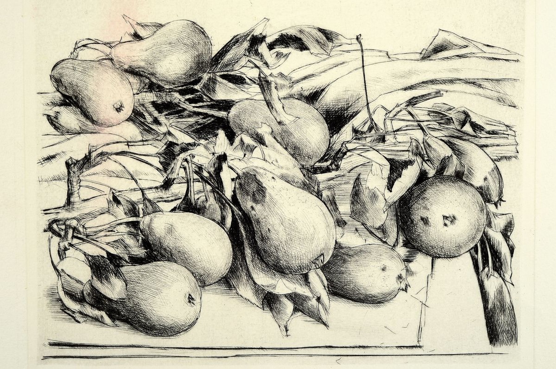 Detail k: Werner Brand, geb. 1933 Löbau, Birnen, Aquarell, sign., Blattgr. 31,5x46 cm, PP 51x64,5 cm, fleckig