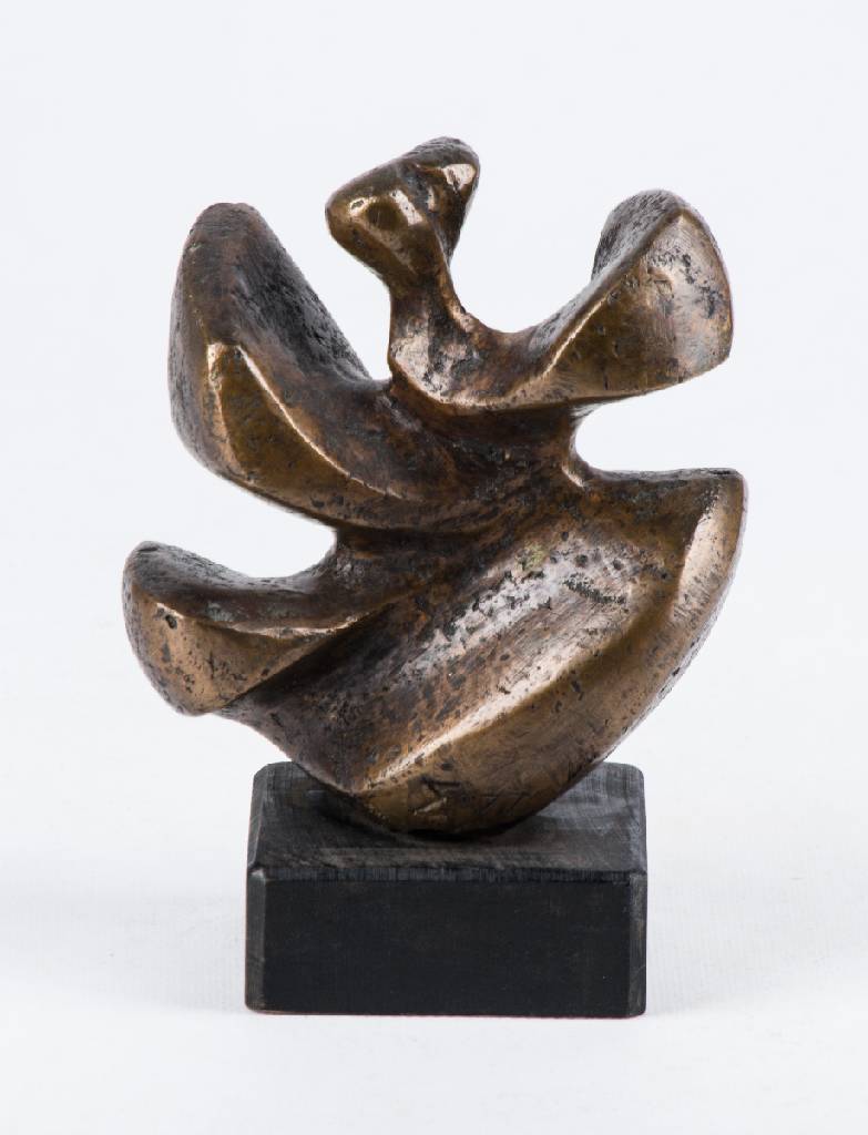Rudolf Scheurer, geb. 1931, Bronze-Skulptur auf schwarzem Holzsockel, monogram., dat. 77, ca. 17x12x6,5 cm