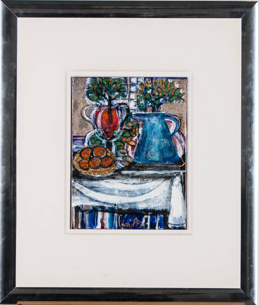 Karl Kaul, geb. 1934, Konvolut aus 2 Keramikmalereien, je sign., dat. 97, ca. 33x25cm, je gerahmt, gesamt 54x67 cm