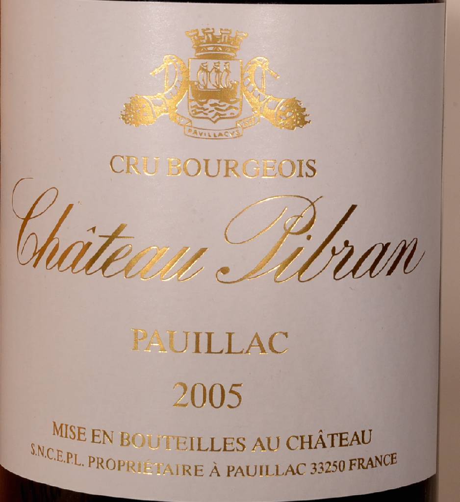 Detail c: 10 Flaschen 2005er Chateau Pibran, je ca. 75 cl, 13,5 % Vol., unverkostet, Füllstände: je ca. into neck, hervorragende Erhaltungszustände, in der ...