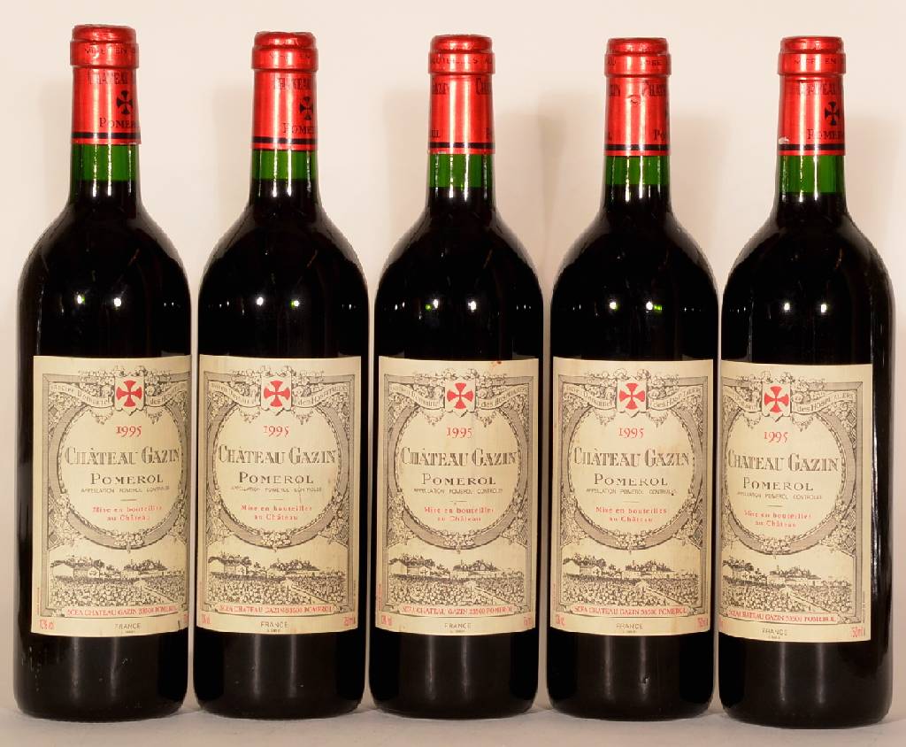 5 Flaschen 1995 Chateau Ganzin, Pomerol, je ca. 75 cl, 13 % Vol., unverkostet,Füllstände: je ca. into neck, Kapseln teilweise l. berieben sons sehr ...