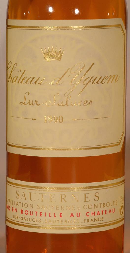 Detail a: 4 Flaschen 1990 Chateau d'Yquem Sauternes, 1er Cru Classé, je ca. 0,375 L, 13 % Vol., unverkostet, Füllstände: je into neck, hervorragende ...