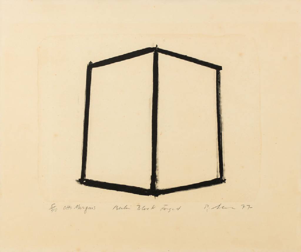 Richard Serra, geb. 1939, Berlin Block forged, Lithographie, handsign., dat. 1977, betitelt, num. 5/40, gewidmet, Blattgr. 50x60 cm, unter Glas ...