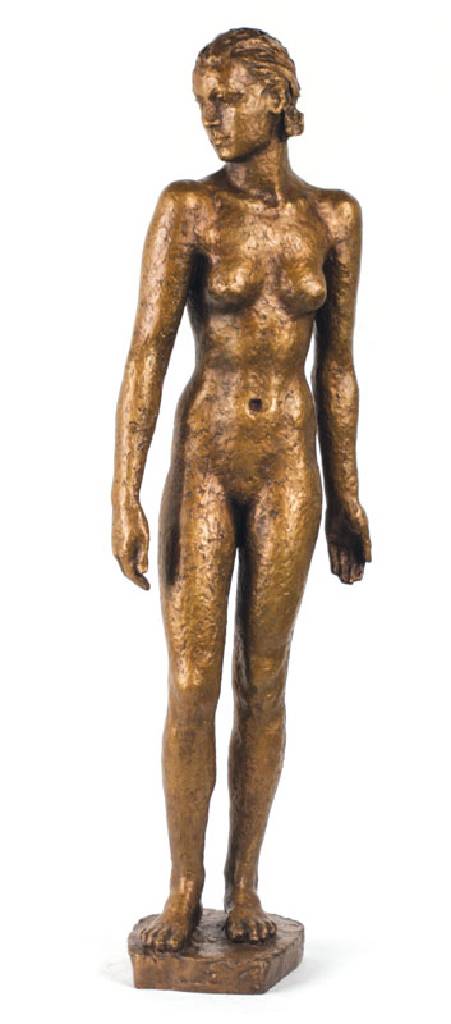 Georg Kolbe, 1877-1947, Schreitendes Mädchen, Bronzeskulptur, 1925, monogr. "GK", mit Gießerstempel H.Noack Berlin, H. ca. 107,5 cm, Es ...