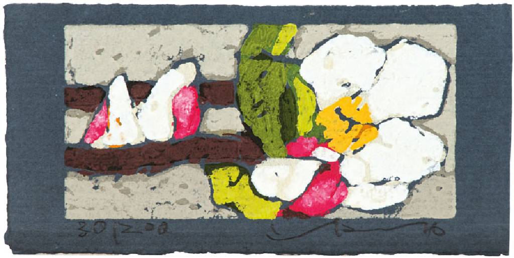 Klaus Fussmann, geb. 1938 Velbert, Apfelblüte, Farblinolschnitt, handsign., num. 30/200, Blattgr. 10x19 cm