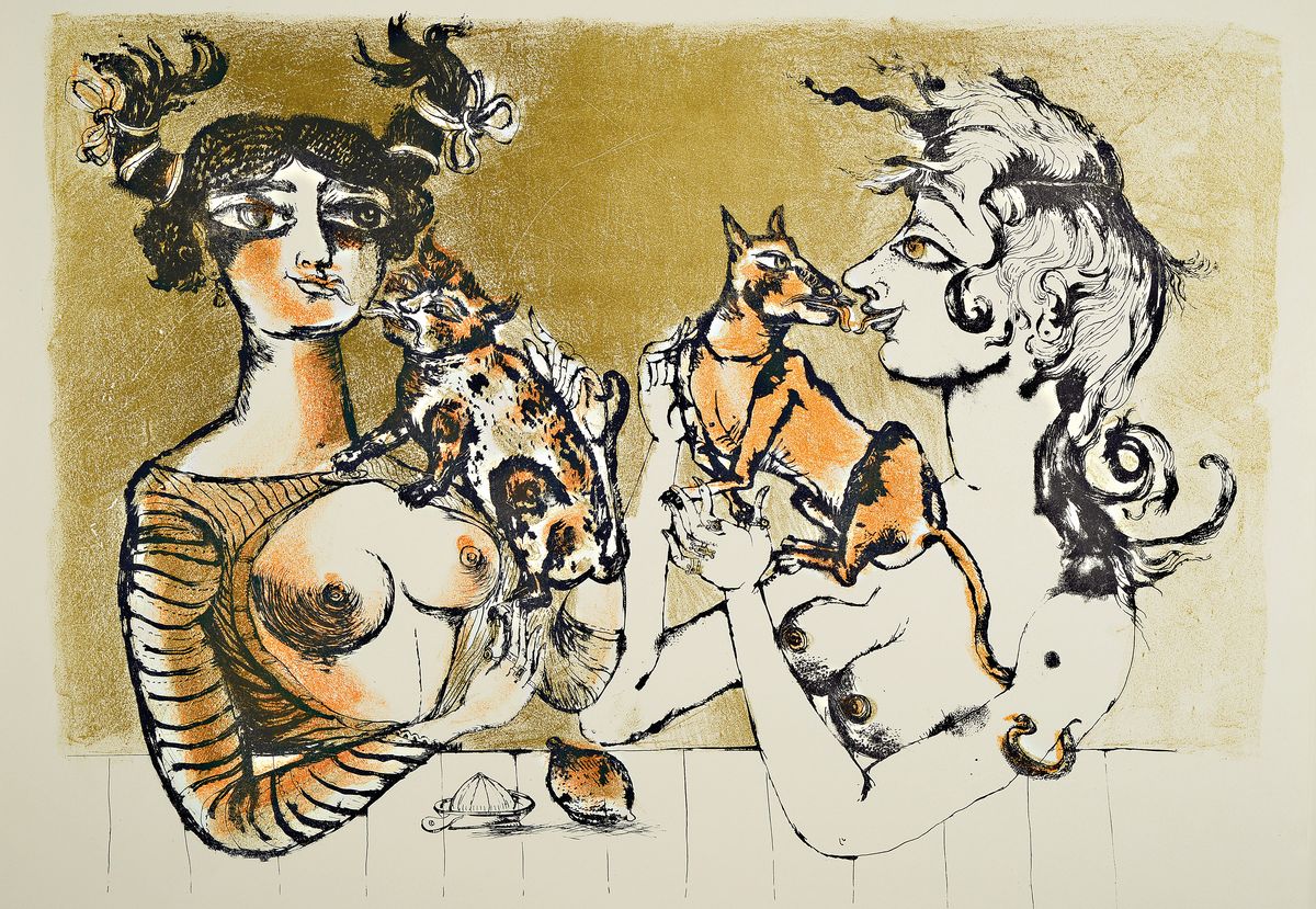 Bele Bachem, 1916-2005 , Titel: Sonntag der Vampyrinnen, sign., Riss am oberen Rande zusehen, leichte knicke