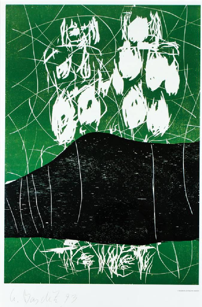 Georg Baselitz, geb. 1938, Der Berg, Offset-Lithografie auf Karton, handsign., limitierte Vorzugsausgabe, 1993, Blattgr. 100x63cm, unter Glas gerahmt