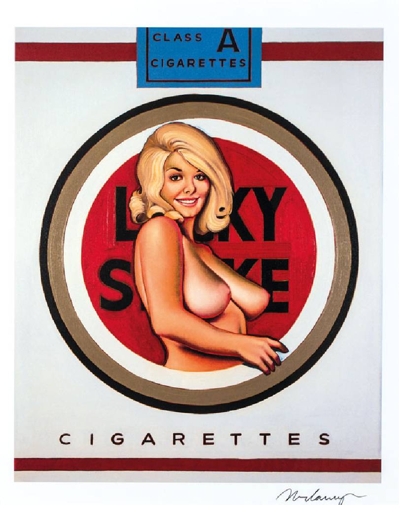 Mel Ramos, geb. 1935, Lucky Lulu Blonde, Offset-Lithografie auf dünnem Hochglanzpapier, handsign., Blattgr. 57x46cm, unter Glas gerahmt, gesamt ...