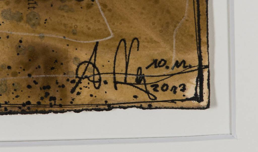 Detail a: Andreas Noßmann, geb. 1962, Heiner Geißler, Mischtechnik aus Feder, Aquarell und Farbstiftauf Papier, handsign., dat. 10.11.2017, WVZ: DVZ 778, ...