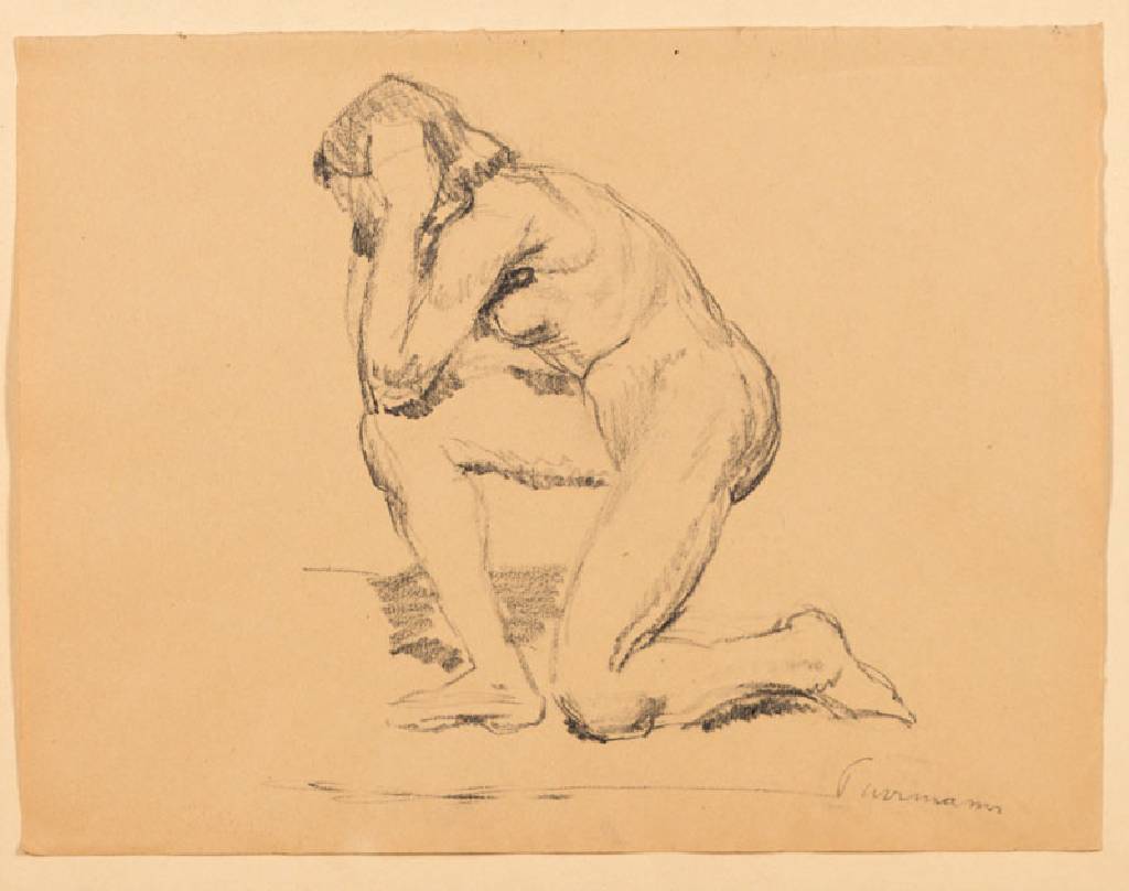 Hans Purrmann, 1880-1966, Frauenakt, Kohlezeichnung auf Papier, re unten handsign., Blattgr. 29x37cm, mit Rahmen 46,5x56,5 cm
