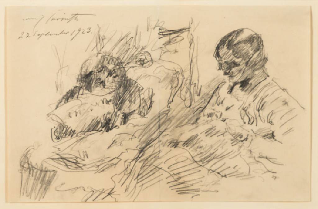 Lovis Corinth, 1858-1925, Familie, Bleistiftzeichnung auf Papier, li oben handsign. und dat. Lovis Corinth 22 September 1923, Blattgr. 22,5x34,6 cm, ...