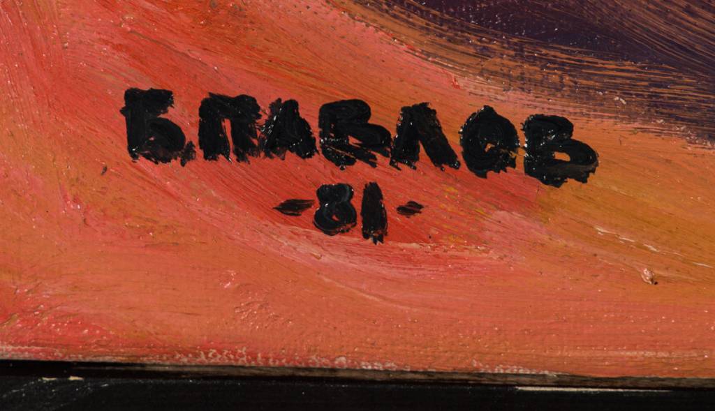 Detail a: Boris Pavlov, 1928-2005, Moskau/Paris, Stierkampfarena I, Öl/Lwd, li unten sign. und dat. 1981, verso bezeichnet, ca. 70x60 cm, mit verso ...