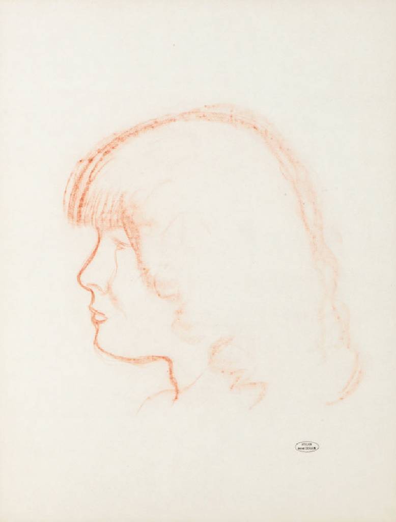 André Derain, 1880-1954, Tête de jeune fille, Rötelzeichnung, re unten Atelierstempel des Künstlers, Blattgr. 50x40 cm, unter Glas gerahmt, ...