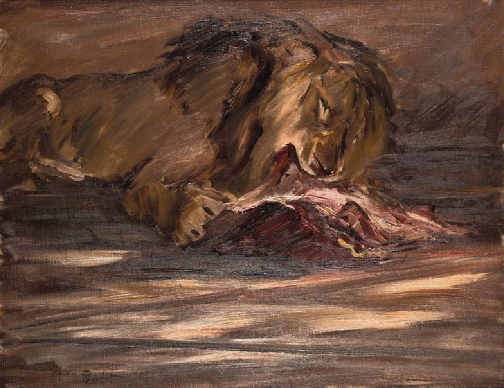 Otto Dill, 1884-1957, Fressender Löwe, Öl/ Lwd, li unten handsign., dat. 1922, ca. 70x90 cm, Rahmen, Provenienz: private Sammlung Pfalz