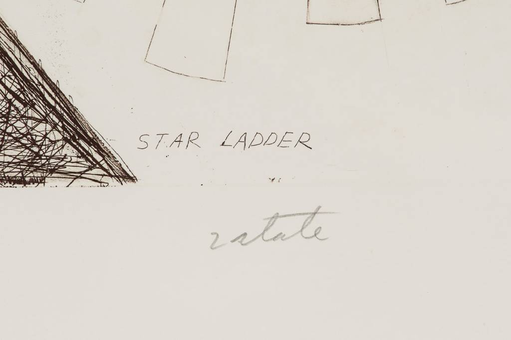Detail b: James Rosenquist, 1933-2017, Star Ladder, Farbradierung auf Velin, handsign., num. 20/78, dat. 1978, Platte 44,5x91 cm, unter Glas gerahmt, gesamt ...
