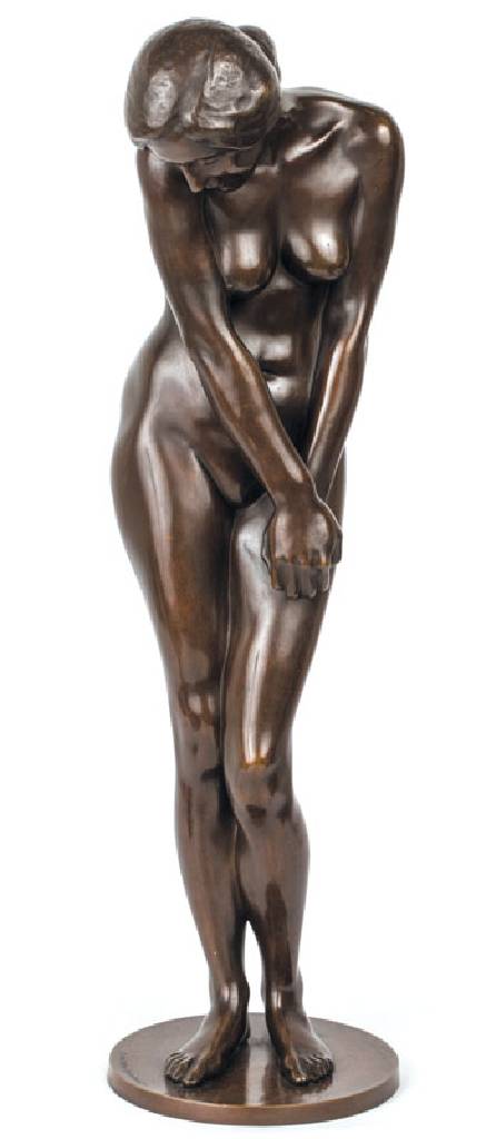 wohl Charles Vetter, 1858-1936, Frauenakt, Bronzeskulptur auf Marmorsockel, sign. Charlesvon Vetter, wohl um 1920-1930, ...