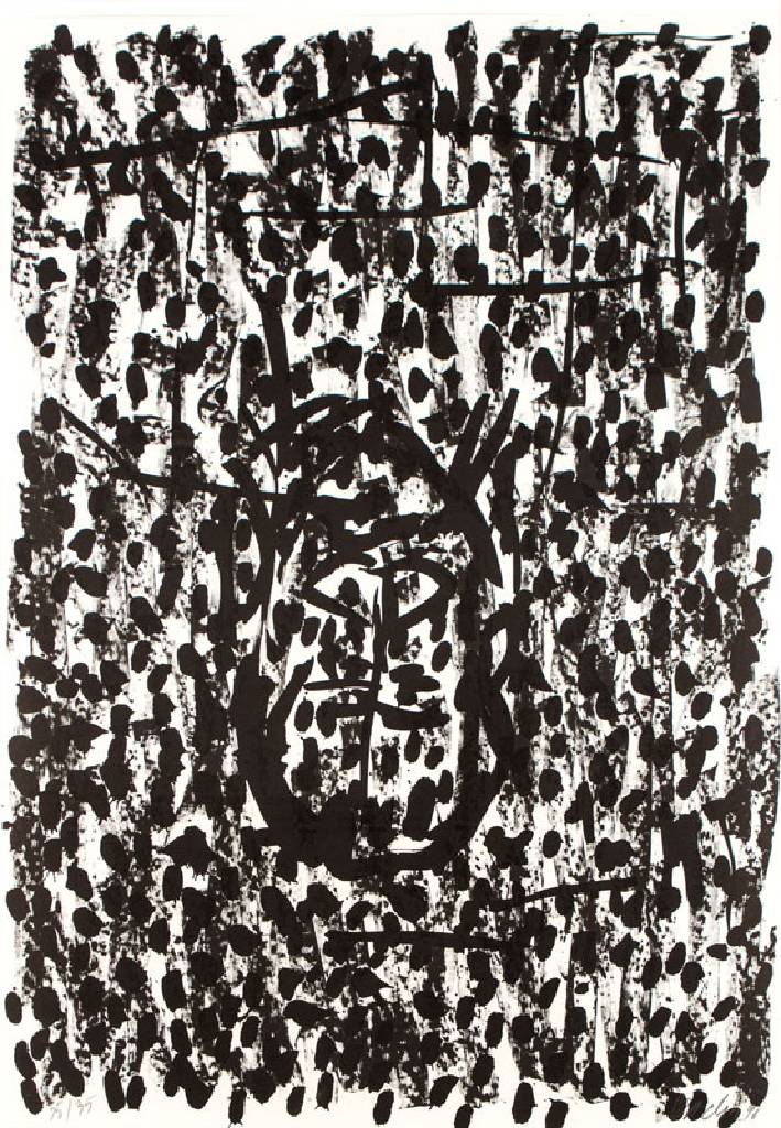 Georg Baselitz, geb. 1938, Offset- Lithografie auf Büttenpapier, handsign., num. 35/35, aus 1990, Blattgr. 100x70 cm, unter Glas gerahmt