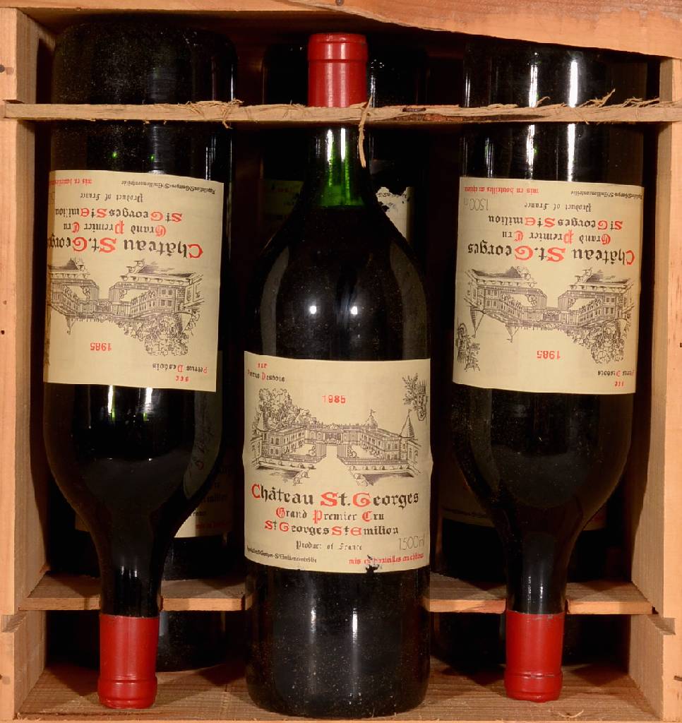 6 Magnumflaschen 1985 Chateau Saint Georges,St. Georges-St. Emilion, je ca. 150 cl, unverkostet, Füllstände: je ca.top shoulder, Kapseln teilweise ...