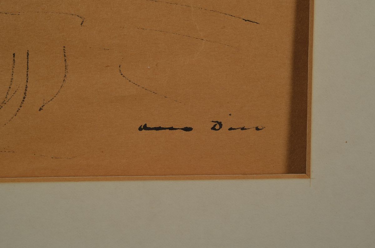 Detail a: Otto Dill, 1884 Neustadt-1957 Bad Dürkheim, Löwe in der Wüste, Tuschfederzeichnung auf Papier, gebräunt, rechts unten signiert, ca. 25x35cm, ...