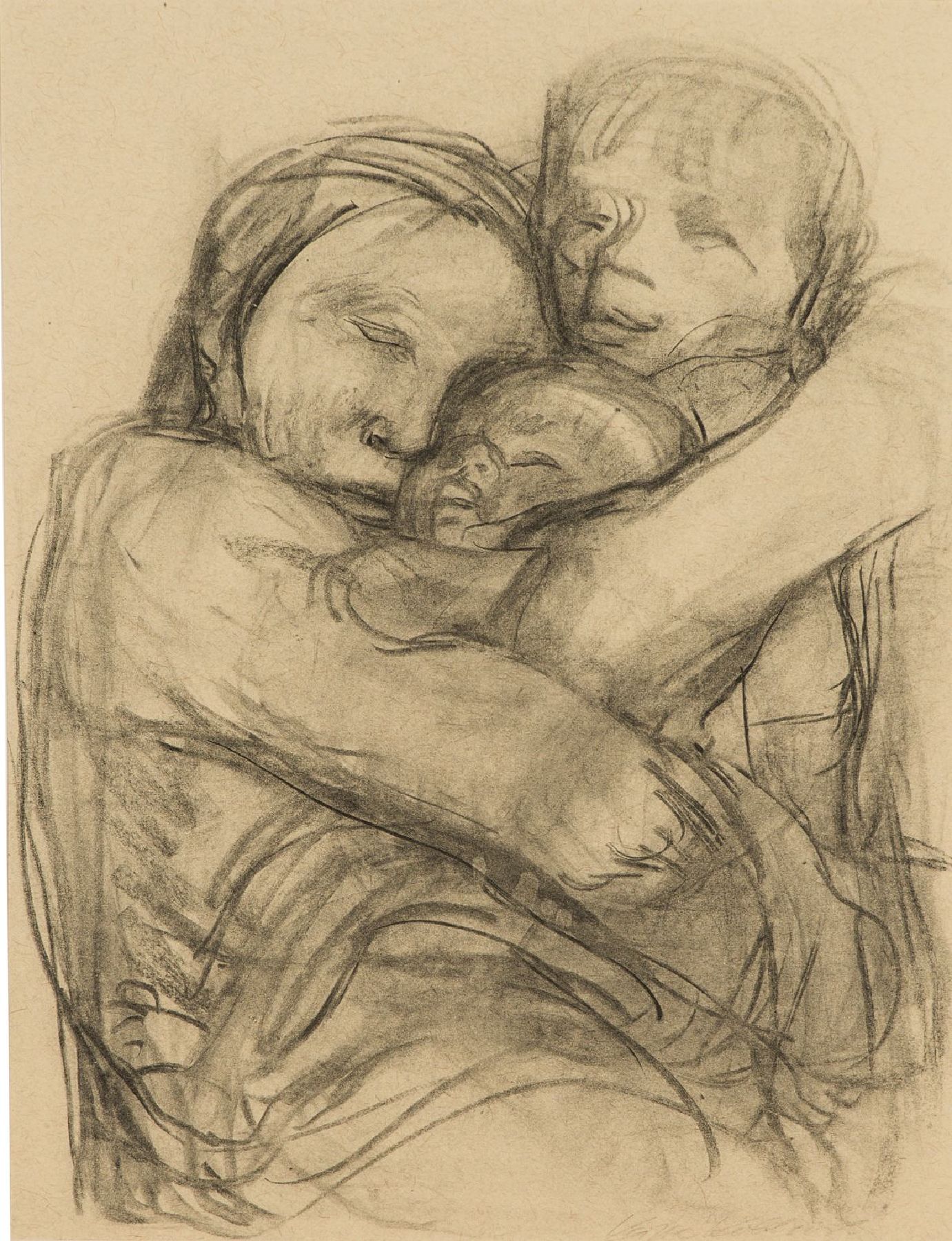 Detail a: Käthe Kollwitz, 1867-1945, 21 Zeichnungen der späten Jahre, Mappe mit 21 Lithografien, Hrsg. Gebrüder Mann, 2te Auflage 1965, Blattgr.44x32 cm, ...