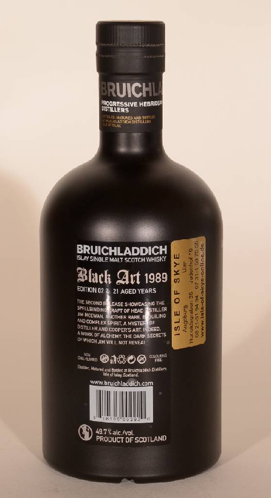 Detail a: 1 Flasche 1989 Islay Single Malt Scotch Whisky, Bruichladdich Black Art Edition 02.2 von Jim Mc Ewan, ca. 700 ml, 51.1 % Vol., sehr guter ...
