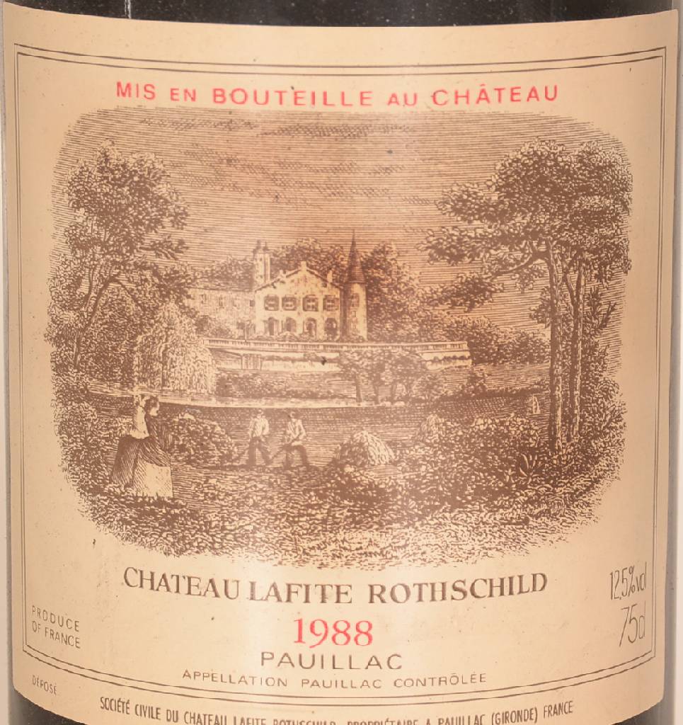 Detail a: 1 Flasche 1988 Chateau Lafite Rothschild, Pauillac, ca. 75 cl, 12,5 & Vol., Füllstand: ca. top shoulder, unverkostet, sehr guter Erhaltungszustand, ...