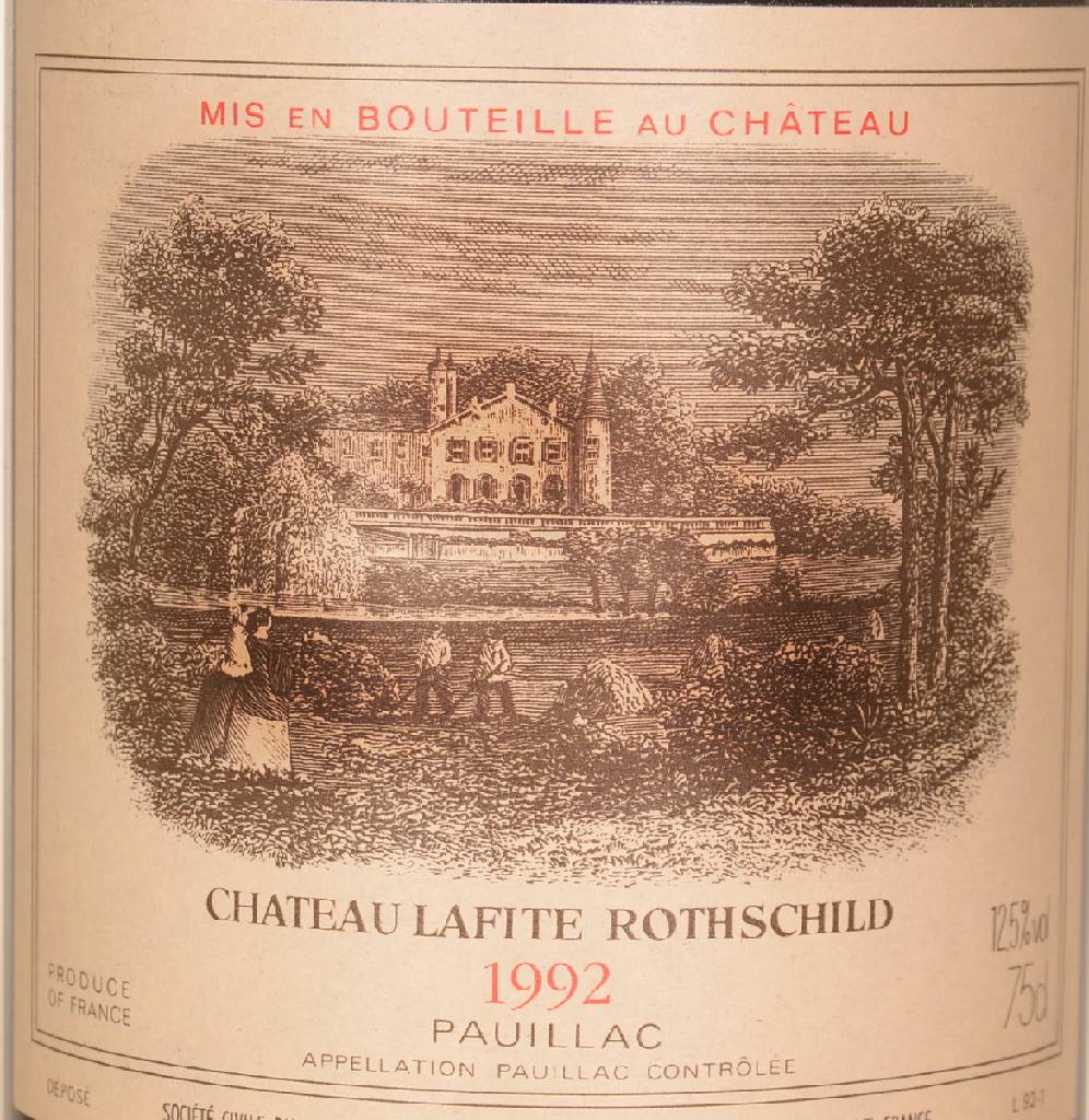 Detail a: 1 Flasche 1992 Chateau Lafite Rothschild, Pauillac, ca. 75 cl, 12,5 % Vol., Füllstand: ca. into neck, unverkostet, sehr guter Erhaltungszustand