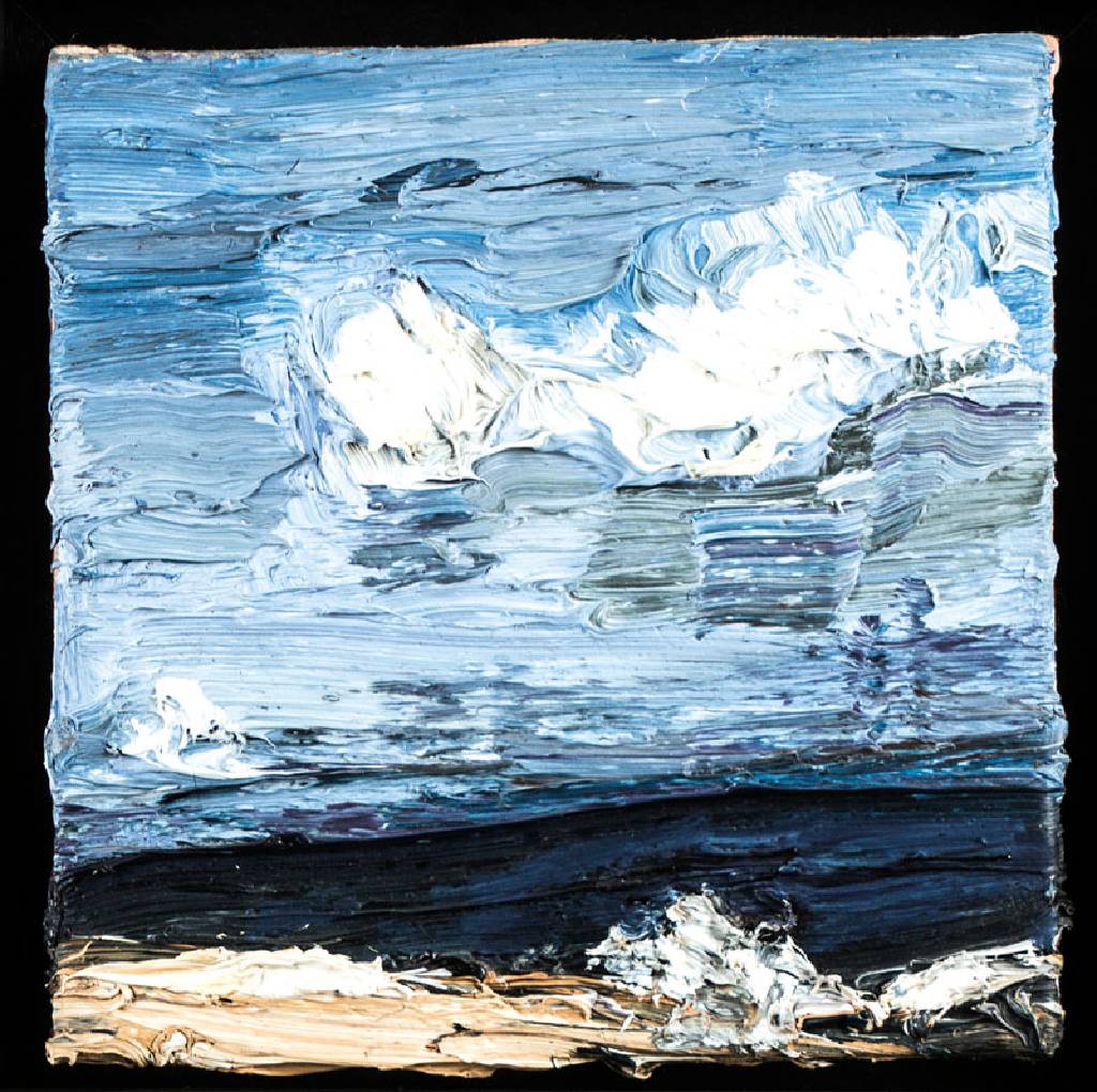 Klaus Fussmann, geb. 1938 Velbert, Ostsee, Öl/Lwd, pastoser Farbauftrag, verso sign., dat. (19)97, ca. 21x21 cm, Rahmen, gesamt 35,5x35,5 cm