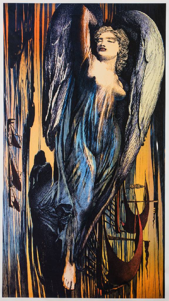 Ernst Fuchs, geb. 1930 Wien, Engel über Wien, Giclee auf Leinwand, handsign., num. 182/300, aus 2012, Blattgr. 61x105,5 cm