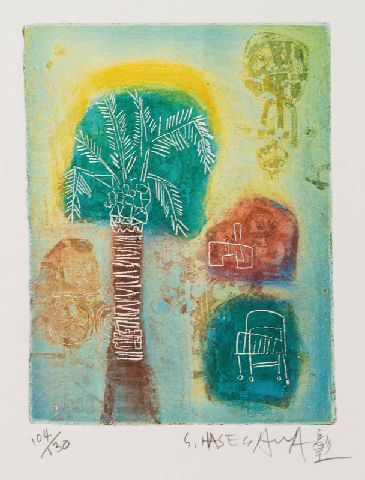 Shoichi Hasegawa, geb. 1929, Farbradierung, handsign., num. 104/130, Platte ca. 58x48 cm, Blattgr. 76x58 cm