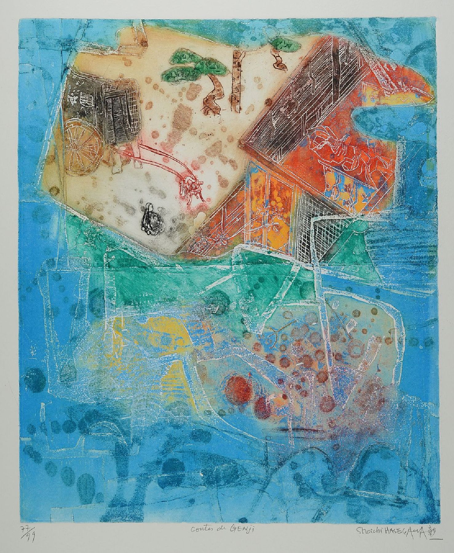 Shoichi Hasegawa, geb. 1929, Farbradierung, handsign., num. 77/99, Platte ca. 58x48 cm, Blattgr. 76x58 cm