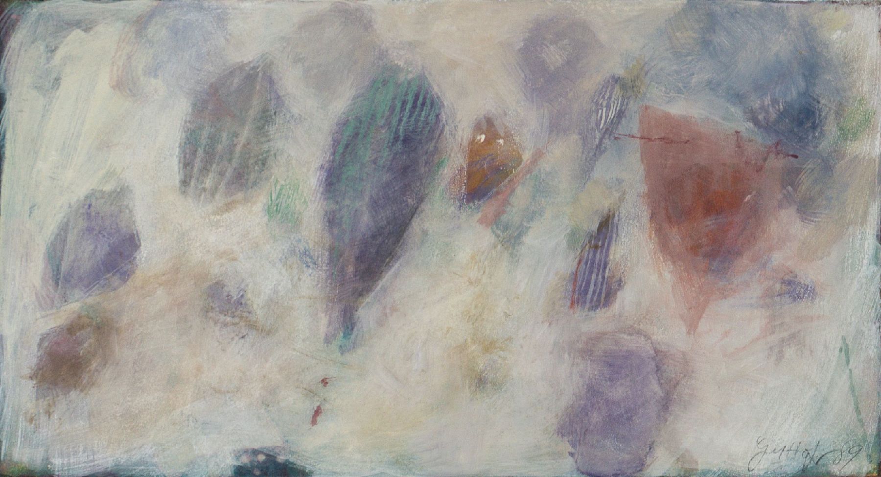 Gerhard Hofmann, geb. 1957 Worms, Übermalte Radierung, handsign., dat.89, Platte 20x36cm, im PP ca. 40x56 cm